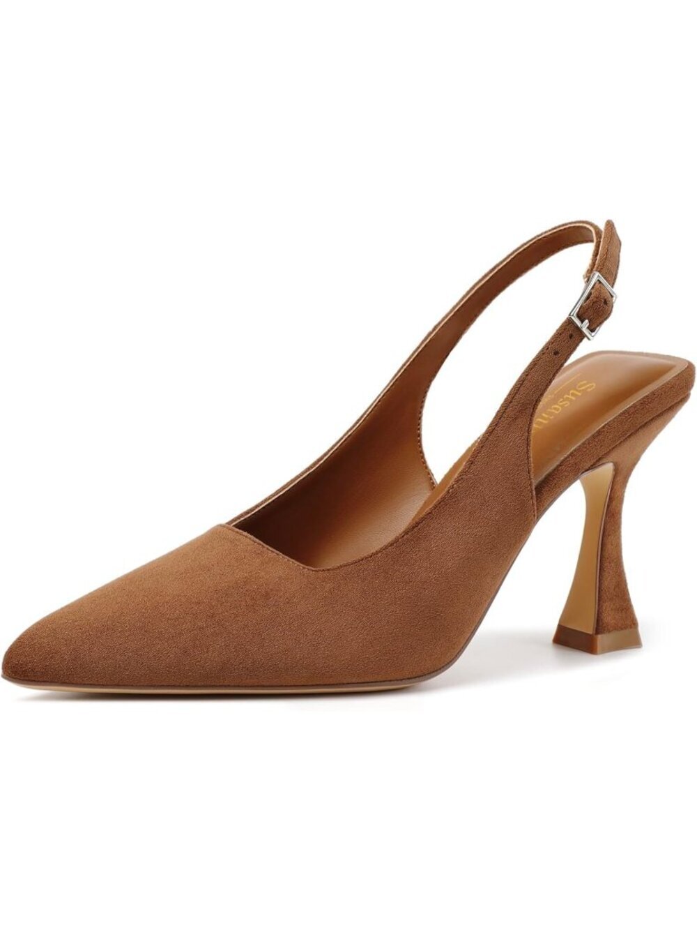 Women's Brown Kitten Closed Pointy Toe Bride Chunky High Heel Party Dress Shoes